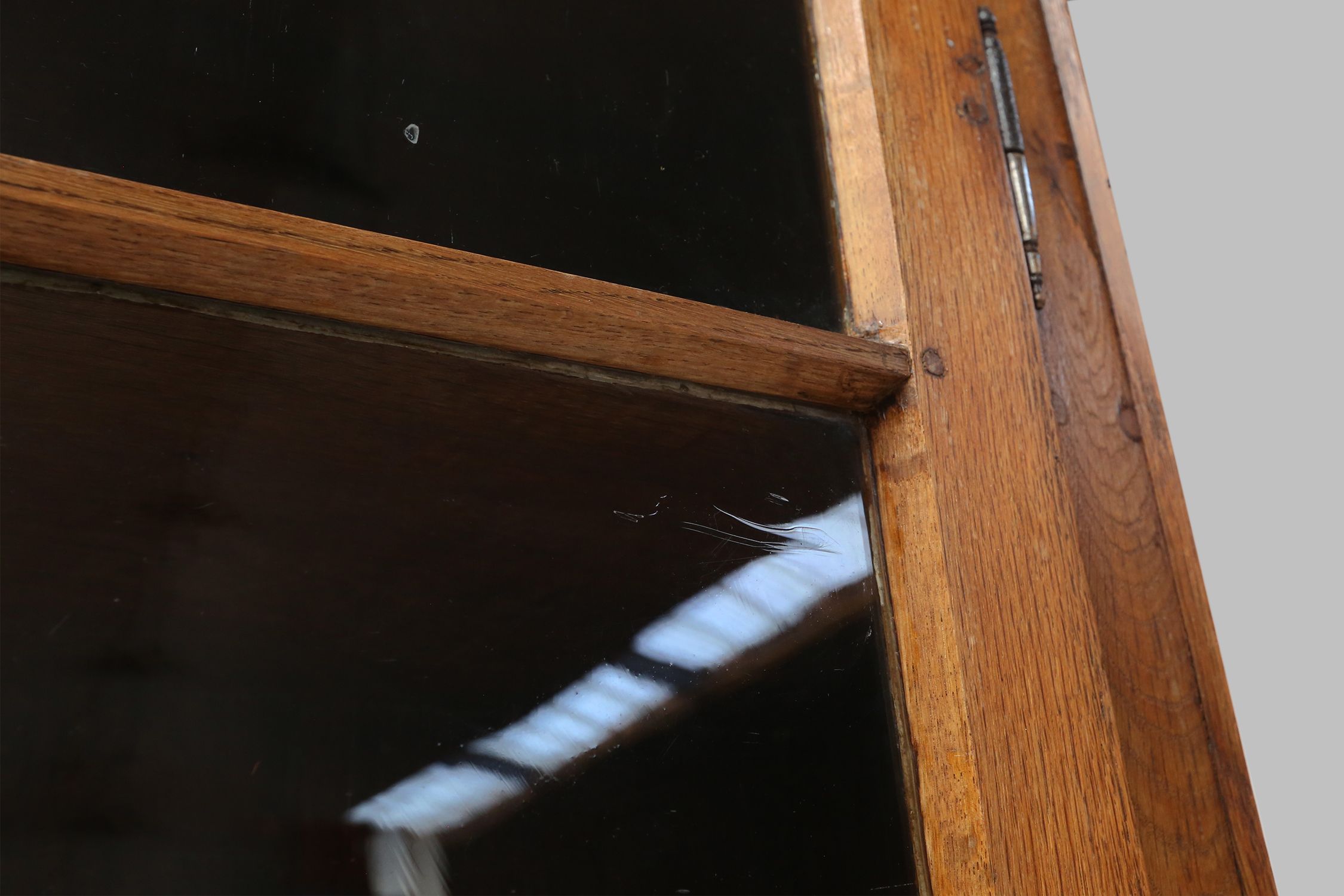 Early 18th Century Vitrine Cabinet in oak with original glass windows, Germanythumbnail